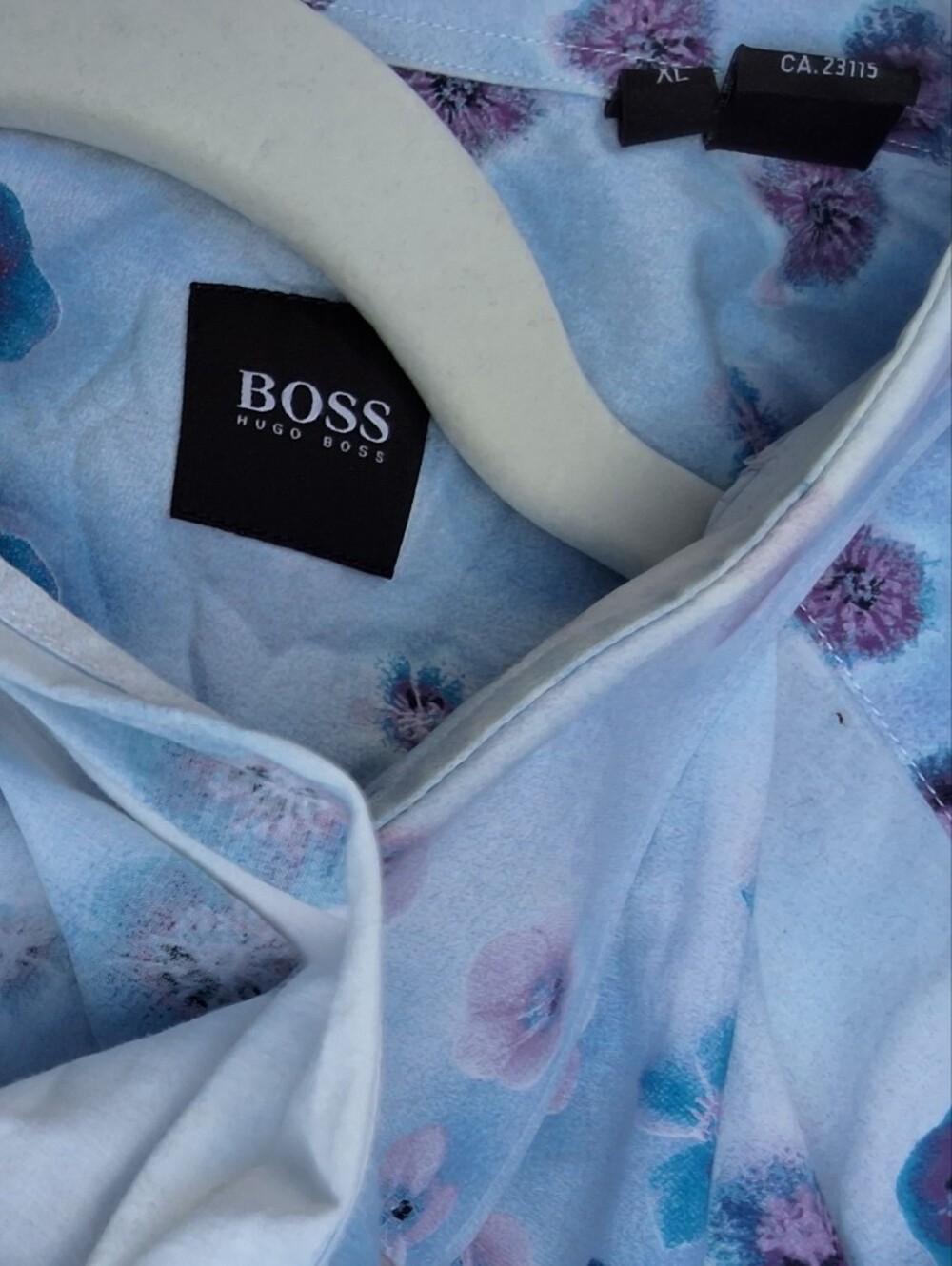BOSS Hugo Boss Mens Floral Button Down Shirt Blue Pink Long Sleeve XL - Picture 4 of 7